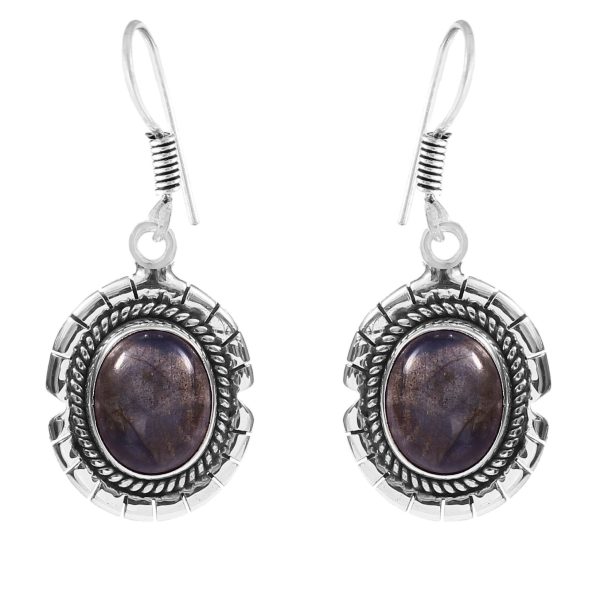Labradorite Southwest Style 1.5" 925 Sterling Silver Earring (REXT30-28)