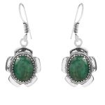 Emerald Southwest Style 1.5" 925 Sterling Silver Earring (REXT30-20)