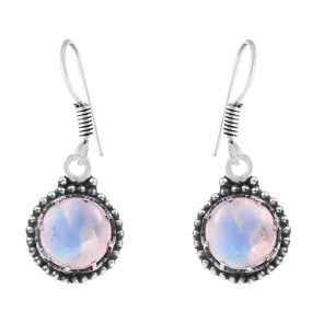 Rainbow Moonstone Earring 1.25" 925 Sterling Silver Earring (REXT40-62)