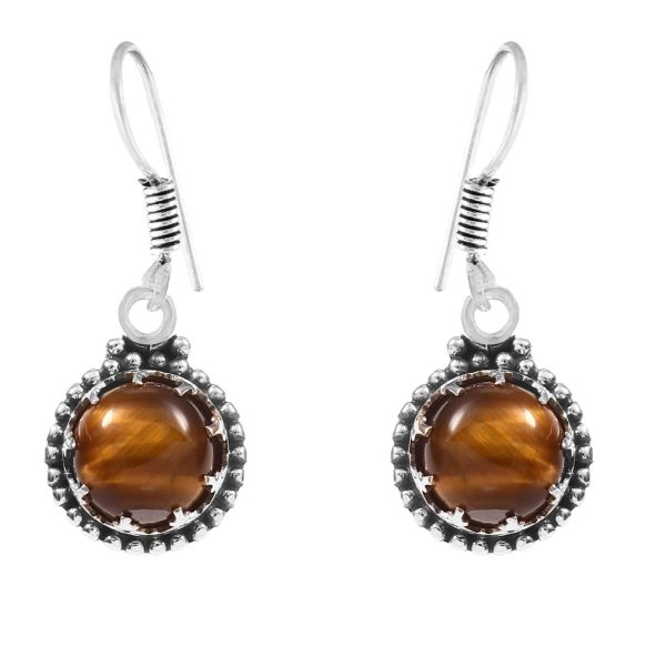 Tigerâ€™s Eye 1.25" 925 Sterling Silver Earring (REXT40-63)