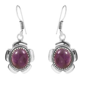 Amethyst Southwest Style 1.5" 925 Sterling Silver Earring (REXT30-21)