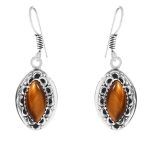 Tiger’s Eye 1.5" 925 Sterling Silver Earring (REXT40-27)