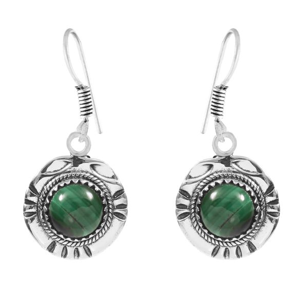 Malachite Southwest Style 1.5" 925 Sterling Silver Earring (REXT30-37)