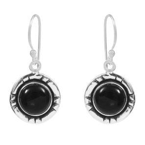 Black Onyx  Southwest Style 1.25" 925 Sterling Silver Earring (REXT30-12)