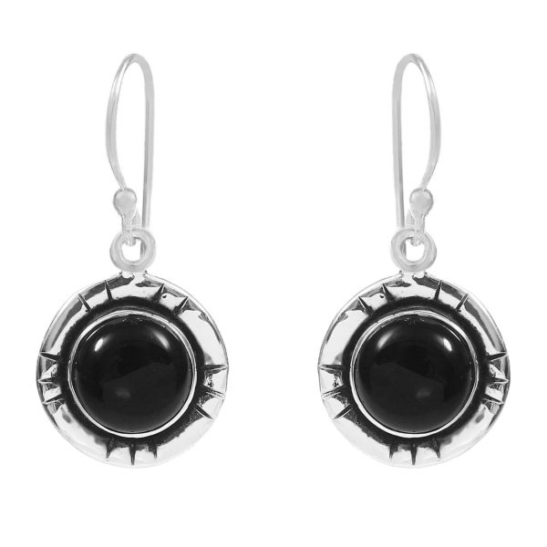 Black Onyx  Southwest Style 1.25" 925 Sterling Silver Earring (REXT30-12)