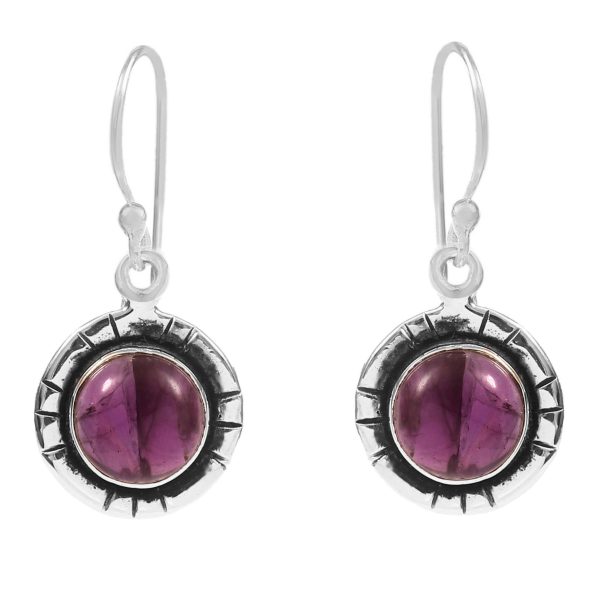 Amethyst Southwest Style 1.25" 925 Sterling Silver Earring (REXT30-13)