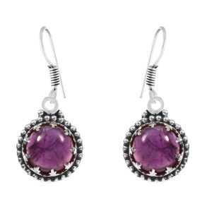 Amethyst Earring 1.25" 925 Sterling Silver Earring (REXT40-65)