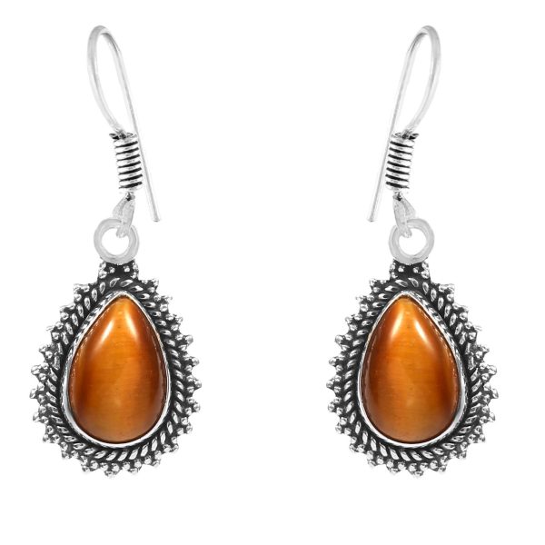 Tigerâ€™s Eye 1.5" 925 Sterling Silver Earring (REXT40-22)