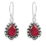 Ruby Earring 1.25" 925 Sterling Silver Earring (REXT30-2)