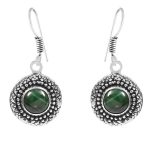 Malachite Earring 1.5" 925 Sterling Silver Earring (REXT40-39)