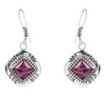 Amethyst Southwest Style 1.5" 925 Sterling Silver Earring (REXT30-47)