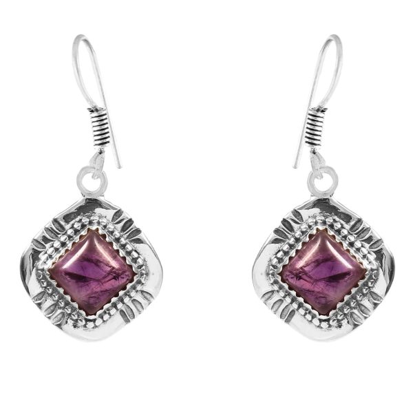 Amethyst Southwest Style 1.5" 925 Sterling Silver Earring (REXT30-47)