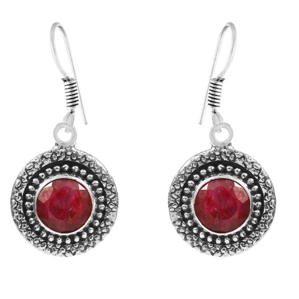 Ruby Earring 1.5" 925 Sterling Silver Earring (REXT40-41)