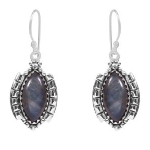 Labradorite Southwest Style 1.5" 925 Sterling Silver Earring (REXT30-52)