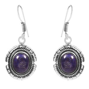 Lapis Lazuli Southwest Style 1.5" 925 Sterling Silver Earring (REXT30-31)