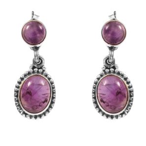 Amethyst Earring 1" 925 Sterling Silver Stud Earring (REXT30-63)