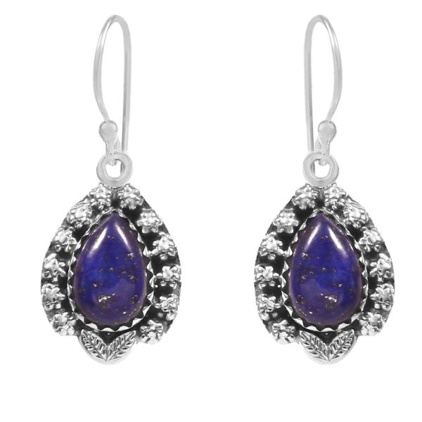 Lapis Lazuli Earring 1.25" 925 Sterling Silver Earring (REXT30-3)
