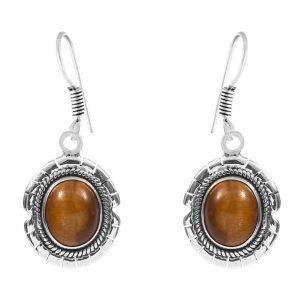 Tigerâ€™s Eye Southwest Style 1.5" 925 Sterling Silver Earring (REXT30-32)