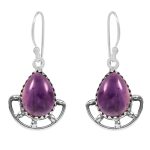 Amethyst Earring 1.5" 925 Sterling Silver Earring (REXT40-16)