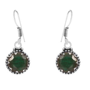 Emerald Earring 1.25" 925 Sterling Silver Earring (REXT40-67)