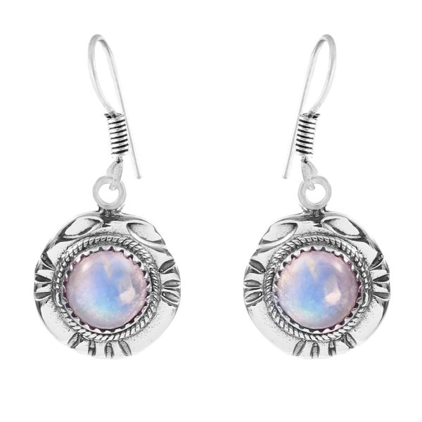 Rainbow Moonstone Southwest Style 1.5" 925 Sterling Silver Earring (REXT30-40)