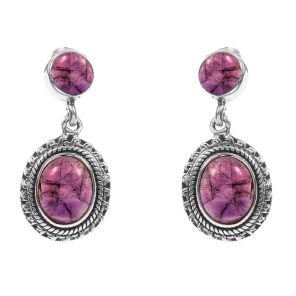 Amethyst Earring 1.2" 925 Sterling Silver Stud Earring (REXT30-83)