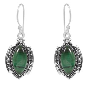 Malachite Southwest Style 1.5" 925 Sterling Silver Earring (REXT30-53)