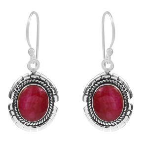 Ruby Southwest Style 1.5" 925 Sterling Silver Earring (REXT30-33)