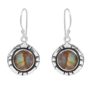 Labradorite Southwest Style 1.25" 925 Sterling Silver Earring (REXT30-16)