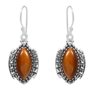 Tigerâ€™s Eye Southwest Style 1.5" 925 Sterling Silver Earring (REXT30-54)