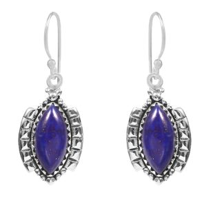 Lapis Lazuli Southwest Style 1.5" 925 Sterling Silver Earring (REXT30-55)