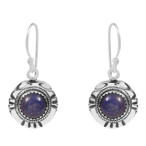 Lapis Lazuli Southwest Style 1.5" 925 Sterling Silver Earring (REXT30-41)