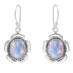 Rainbow Moonstone Southwest Style 1.5" 925 Sterling Silver Earring (REXT30-25)
