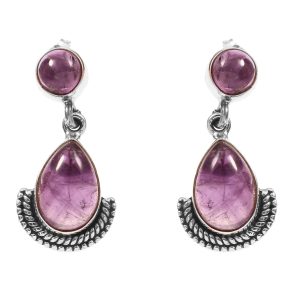 Amethyst Earring 1.2" 925 Sterling Silver Stud Earring (REXT30-60)