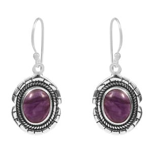 Amethyst Southwest Style 1.5" 925 Sterling Silver Earring (REXT30-35)