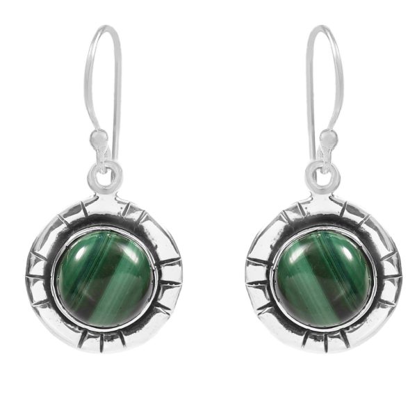 Malachite Southwest Style 1.25" 925 Sterling Silver Earring (REXT30-17)