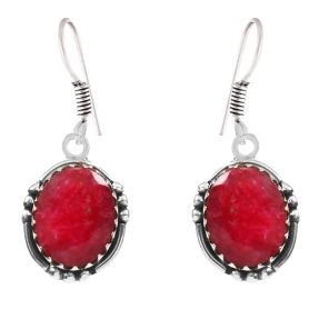 Ruby Earring 1.5" 925 Sterling Silver Earring (REXT40-58)