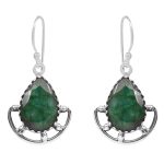 Emerald Earring 1.5" 925 Sterling Silver Earring (REXT40-18)