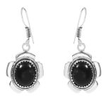 Black Onyx Southwest Style 1.5" 925 Sterling Silver Earring (REXT30-26)
