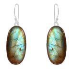 Labradorite 1.5â€³ 925 Sterling Silver Earring (REXT28-57)