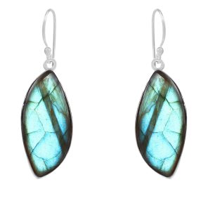 Labradorite 1.5â€³ 925 Sterling Silver Earring (REXT28-49)