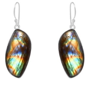 Labradorite 1.6â€³ 925 Sterling Silver Earring (REXT28-51)