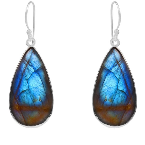 Labradorite 1.5â€³ 925 Sterling Silver Earring (REXT28-46)
