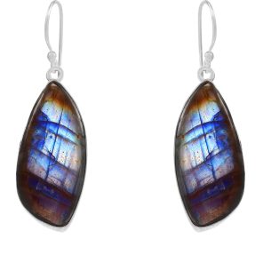 Labradorite 1.5â€³ 925 Sterling Silver Earring (REXT28-52)