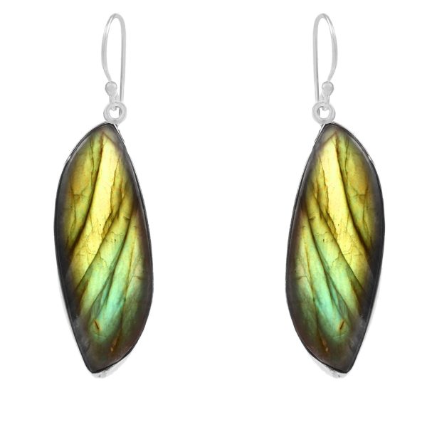 Labradorite 1.75â€³ 925 Sterling Silver Earring (REXT28-53)
