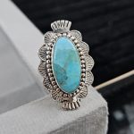 Mohave Turquoise Southwest Style 925 Silver Ring (RS103-157)
