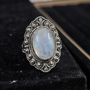 Rainbow Moonstone Southwest Style 925 Silver Ring (RS103-150)