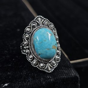 Arizona Turquoise Southwest Style 925 Silver Ring (RS103-152)