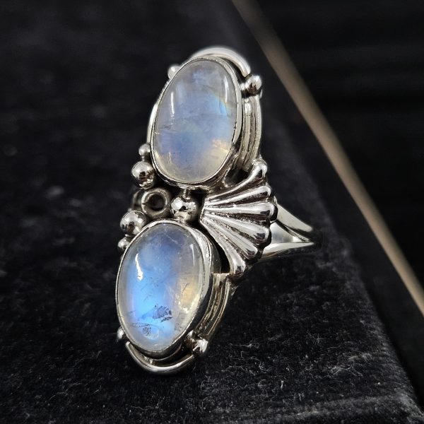 Rainbow Moonstone Southwest Style 925 Silver Ring (RS28-28) - Image 3