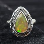 Ethiopian Opal Cut Gemstone 925 Sterling Silver Ring (RS32-101)